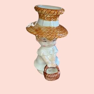 Vintage Rare Lefton Spring Flower Girl Figurine Solid White Dress